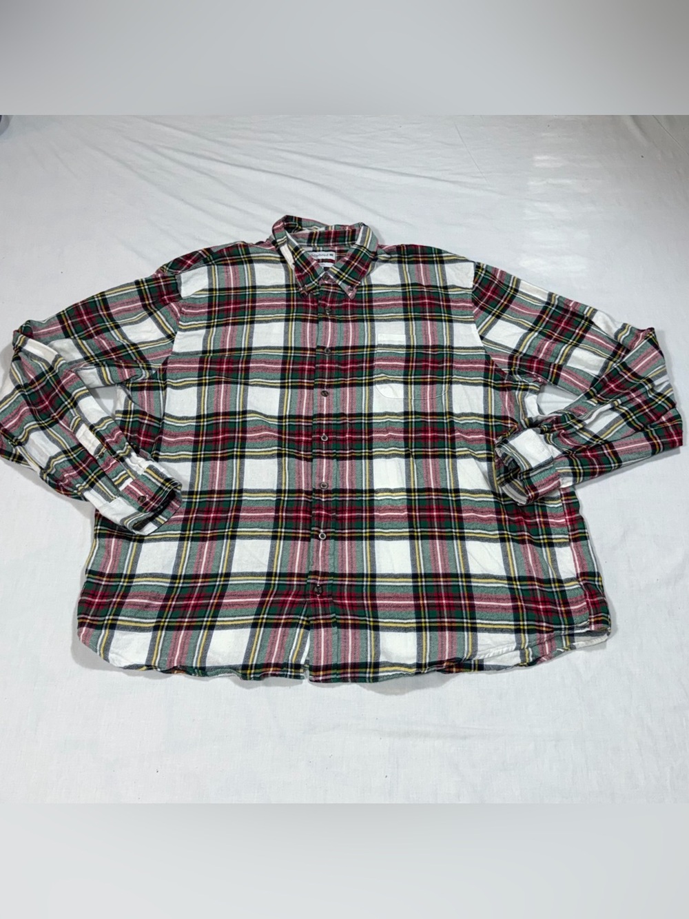 Saddlebred Plaid Button-Down Shirt - White, Red, Green B58